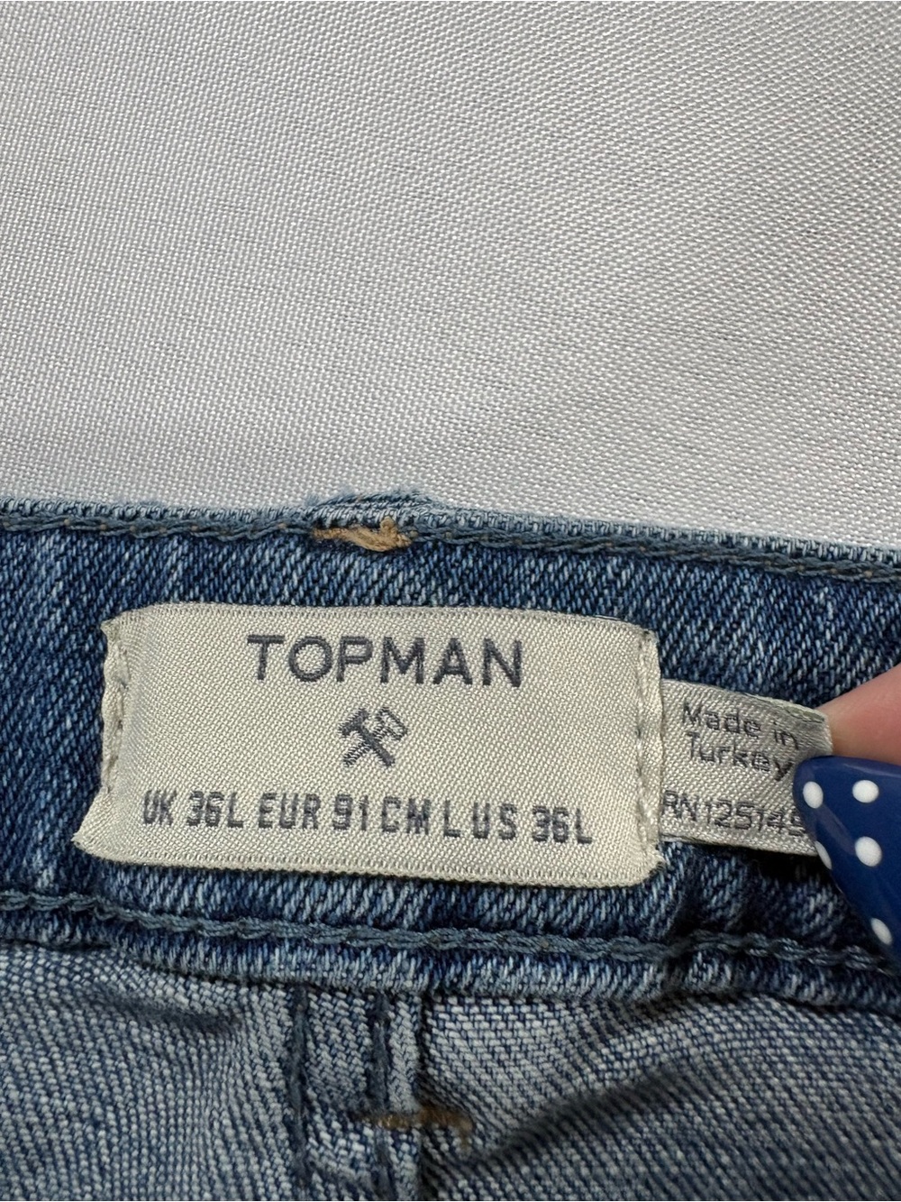 Topman Stretch Skinny Distressed Jeans Blue Ripped Denim - Picture 5 of 8